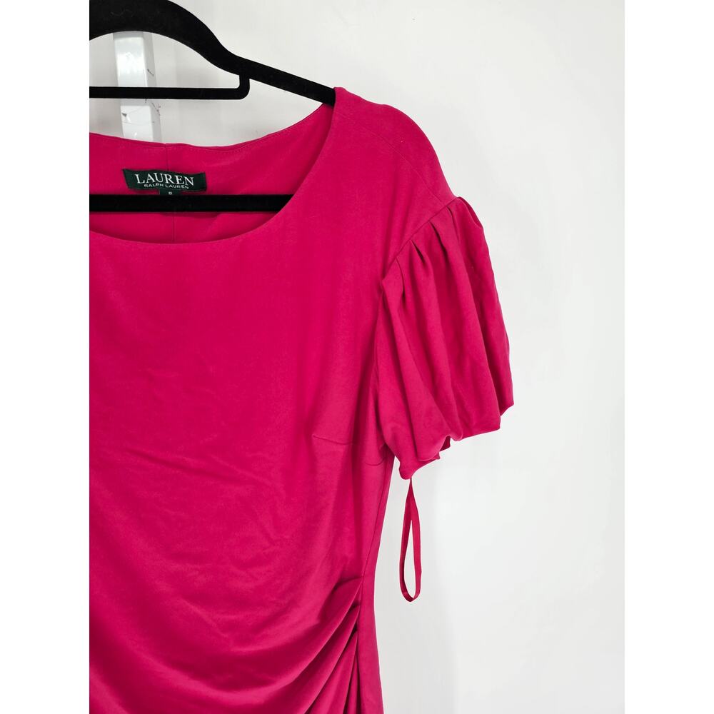 LAUREN Ralph Lauren Womens Sz 8 Knee Length Short Sleeve Formal Dress Pink - Picture 2 of 4